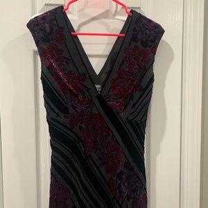 Vintage Muse Black Crushed Velvet Bias A-Line Dress Size 4